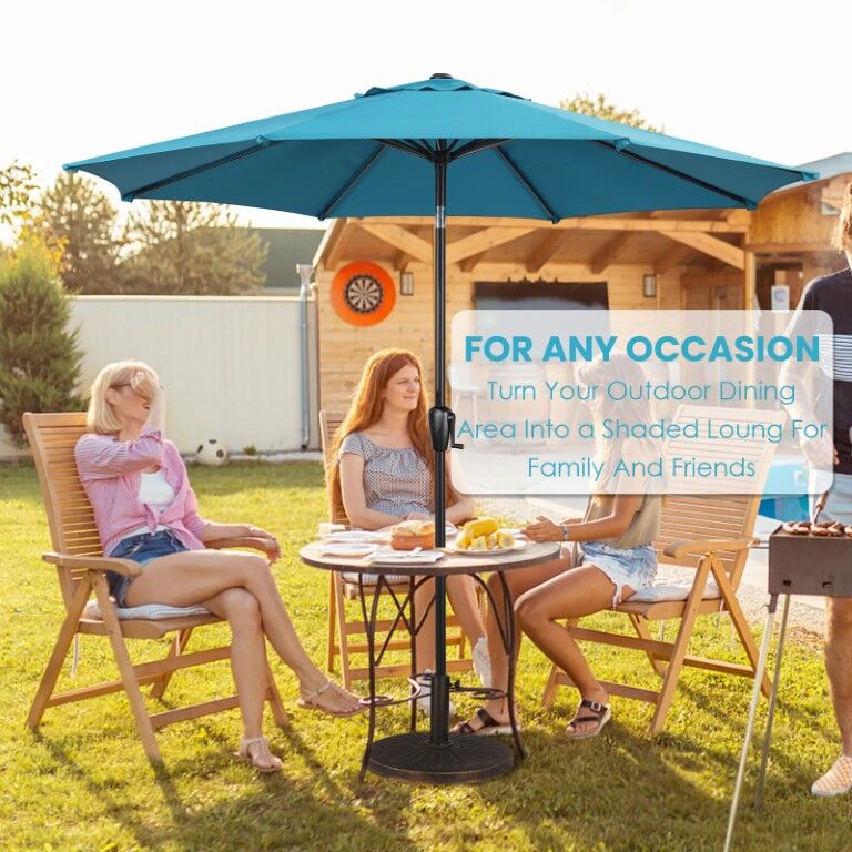 Sun-Ray Teal Market Patio Umbrella, 9-Ft