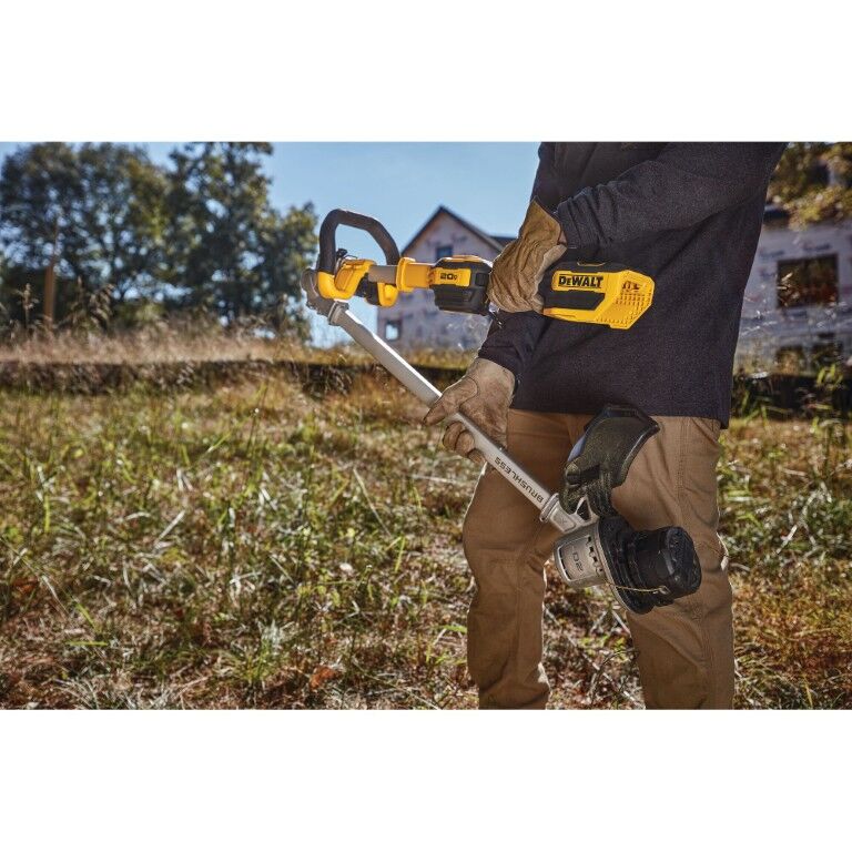 DEWALT 20-V Max Battery Powered Brushless Folding String Trimmer Kit, 14 in.
