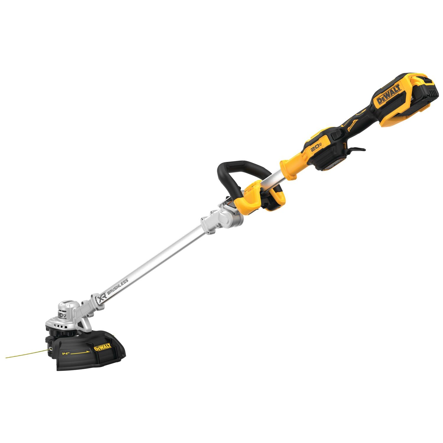 DEWALT 20-V Max Battery Powered Brushless Folding String Trimmer Kit, 14 in.