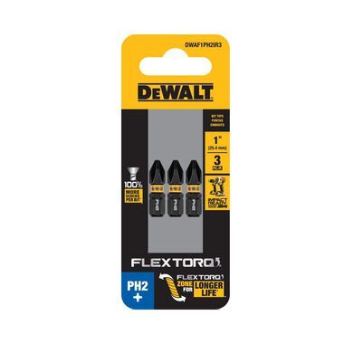 DEWALT FLEXTORQ Impact Screwdriving Bits, PH2, 3-Pk