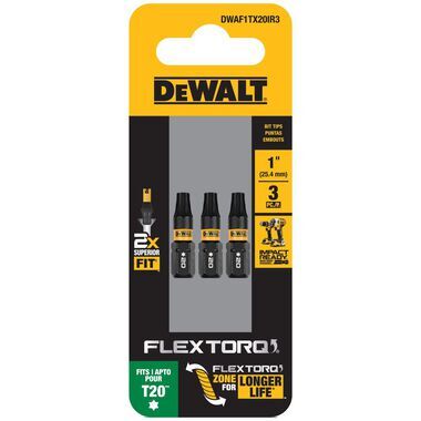 DEWALT FLEXTORQ Impact Screwdriving Bits, T20, 3-Pk