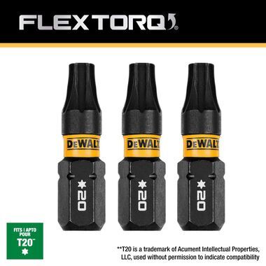 DEWALT FLEXTORQ Impact Screwdriving Bits, T20, 3-Pk
