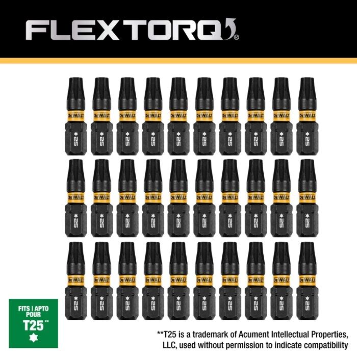 DEWALT FlexTorq Star-25 Bits, 1-In, 30-Pk
