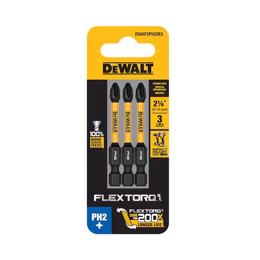 DEWALT FlexTorq Bits For PH2, 2.25-In, 3-Pk