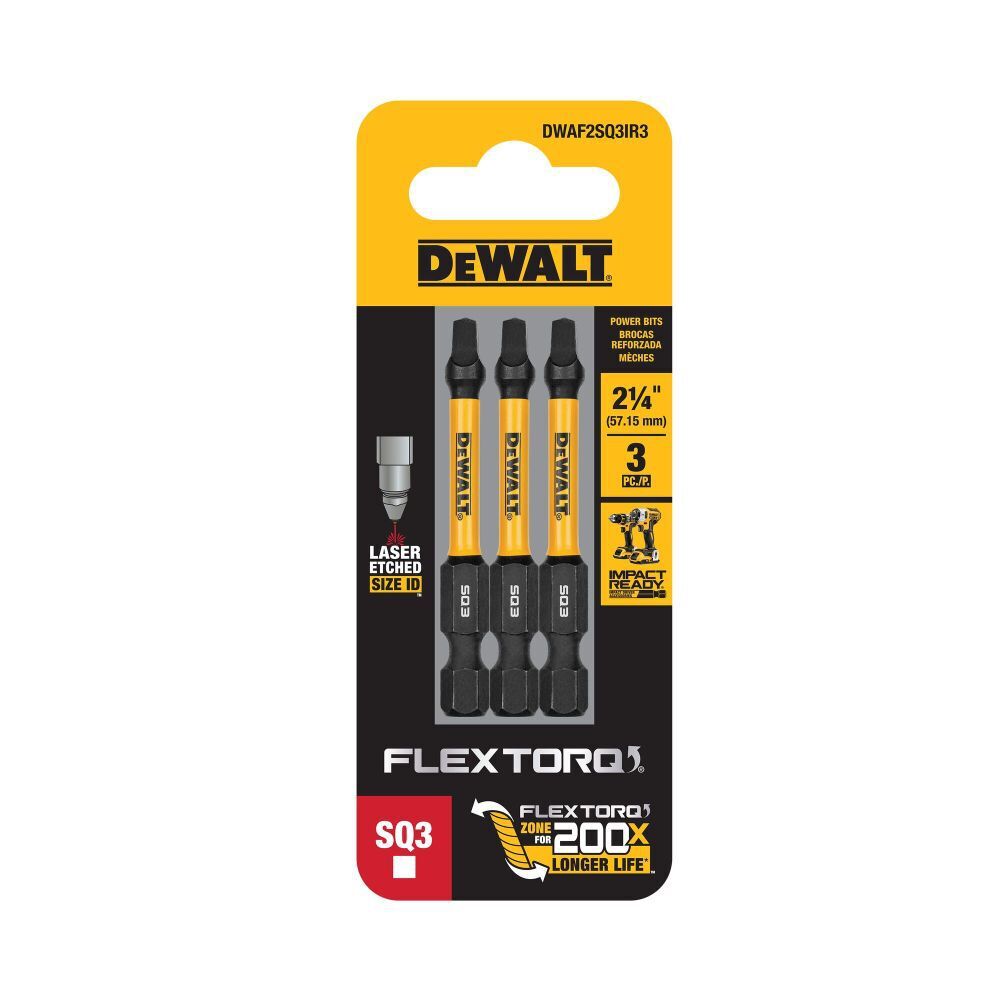 DEWALT FlexTorq Bits For SQ2, 2.25-In, 3-Pk