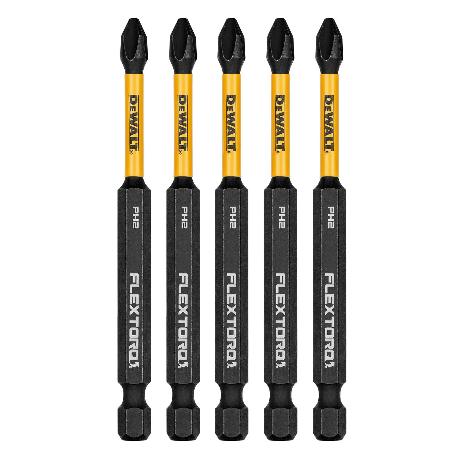DEWALT Elite Series FlexTorq Impact Ready #2 Phillips Bit, 3 1/2-In, 5-Pk