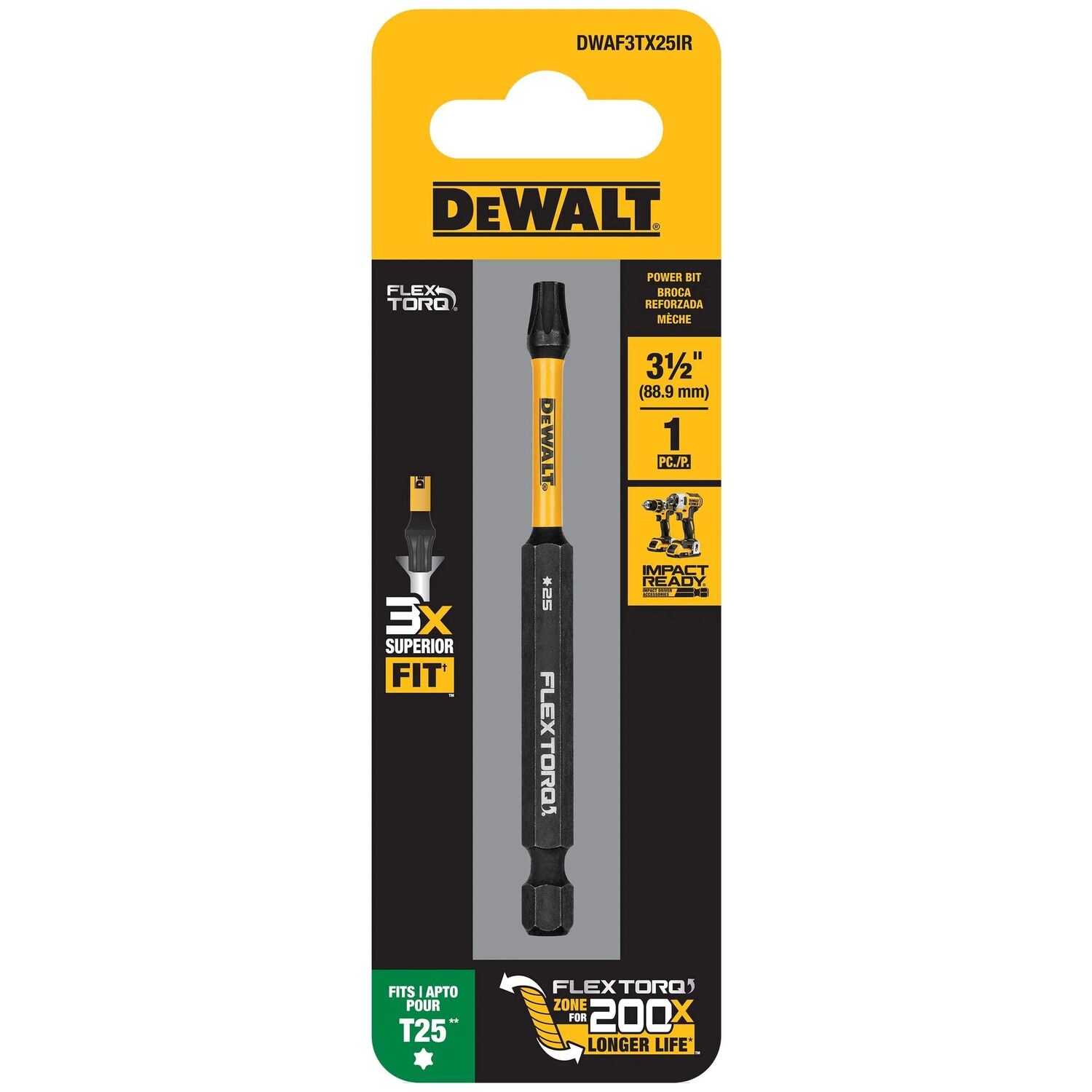 DEWALT FLEXTORQ Impact Screwdriving Bits, T25, 3.5-In