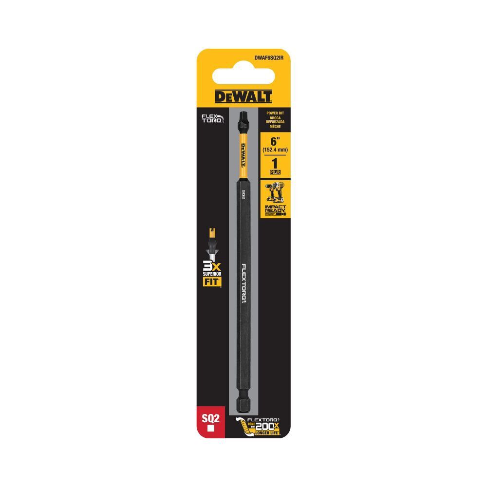 DEWALT FLEXTORQ Impact Screwdriving Bits, SQ2, 6-In