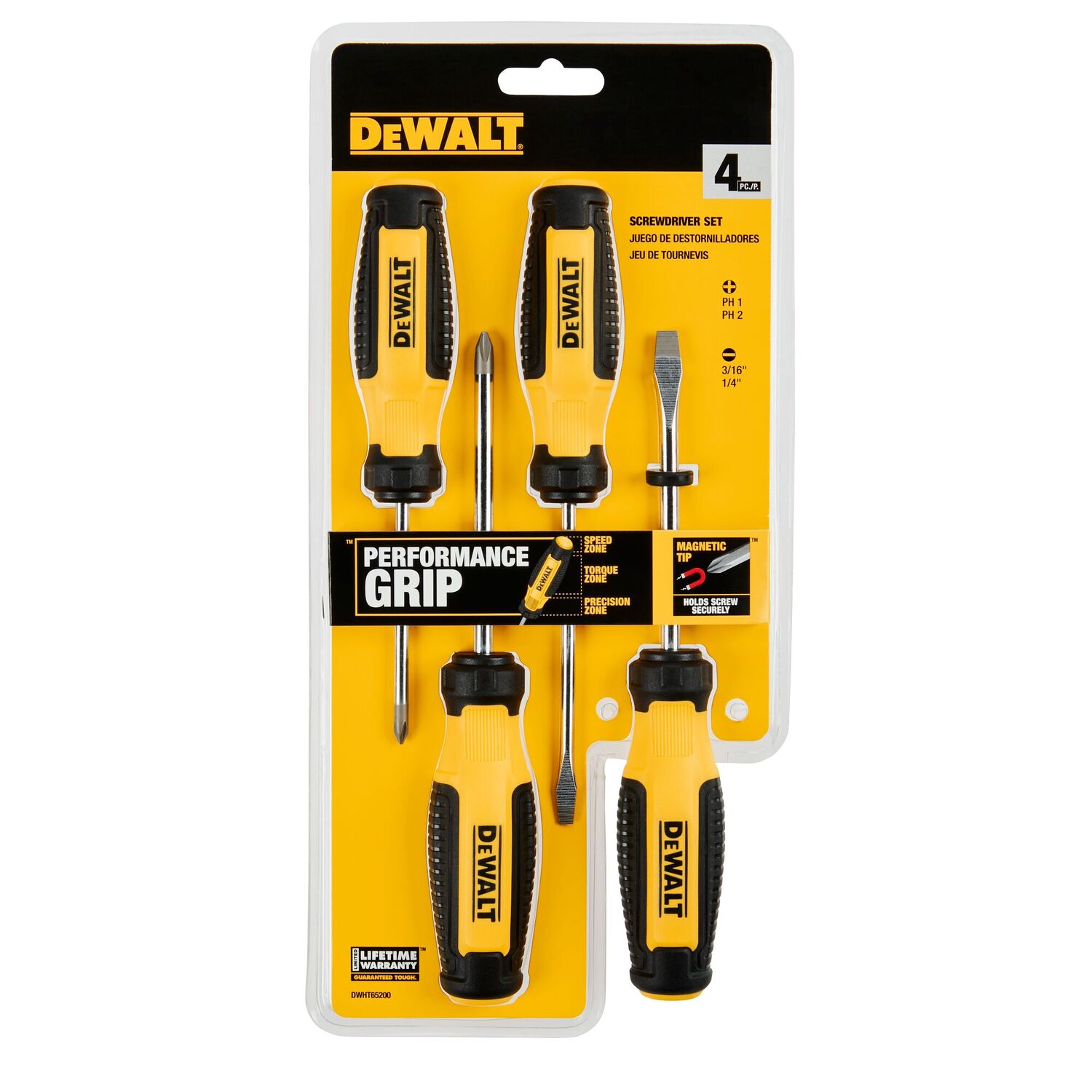 DEWALT Bi-Material Handle Magnetic Tip Screwdriver Set, 4-Pc