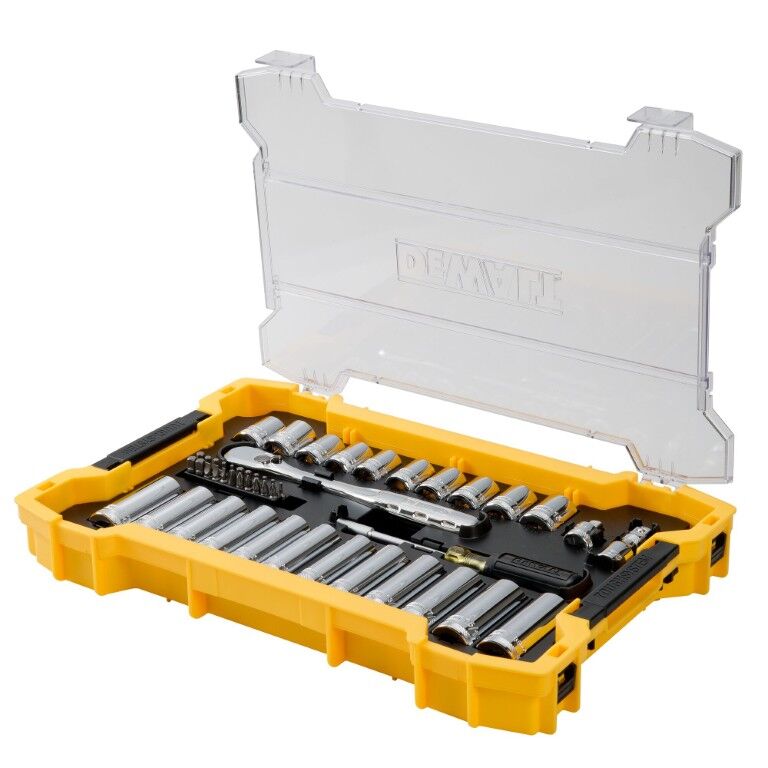 DEWALT 3/8-In And 1/2-In Mechanic Tool Set With ToughSystem 2.0 Tray And Lid, 85-Pc