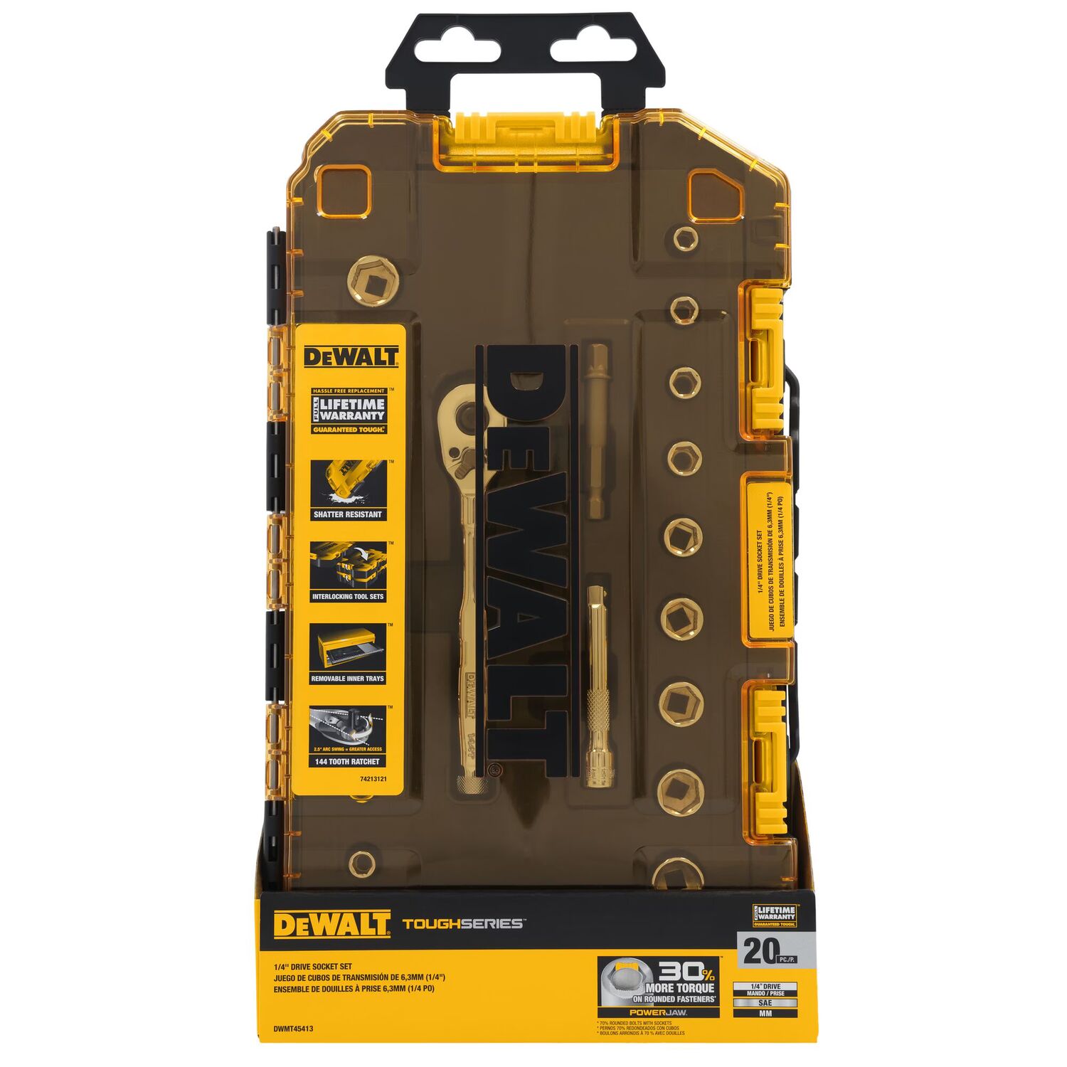 DEWALT ToughSeries Tough Box 1/4-In Drive Mechanics Tool Set, 20-Pc