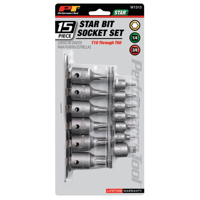 Performance Tool 15-Pc Star Bit Socket Set