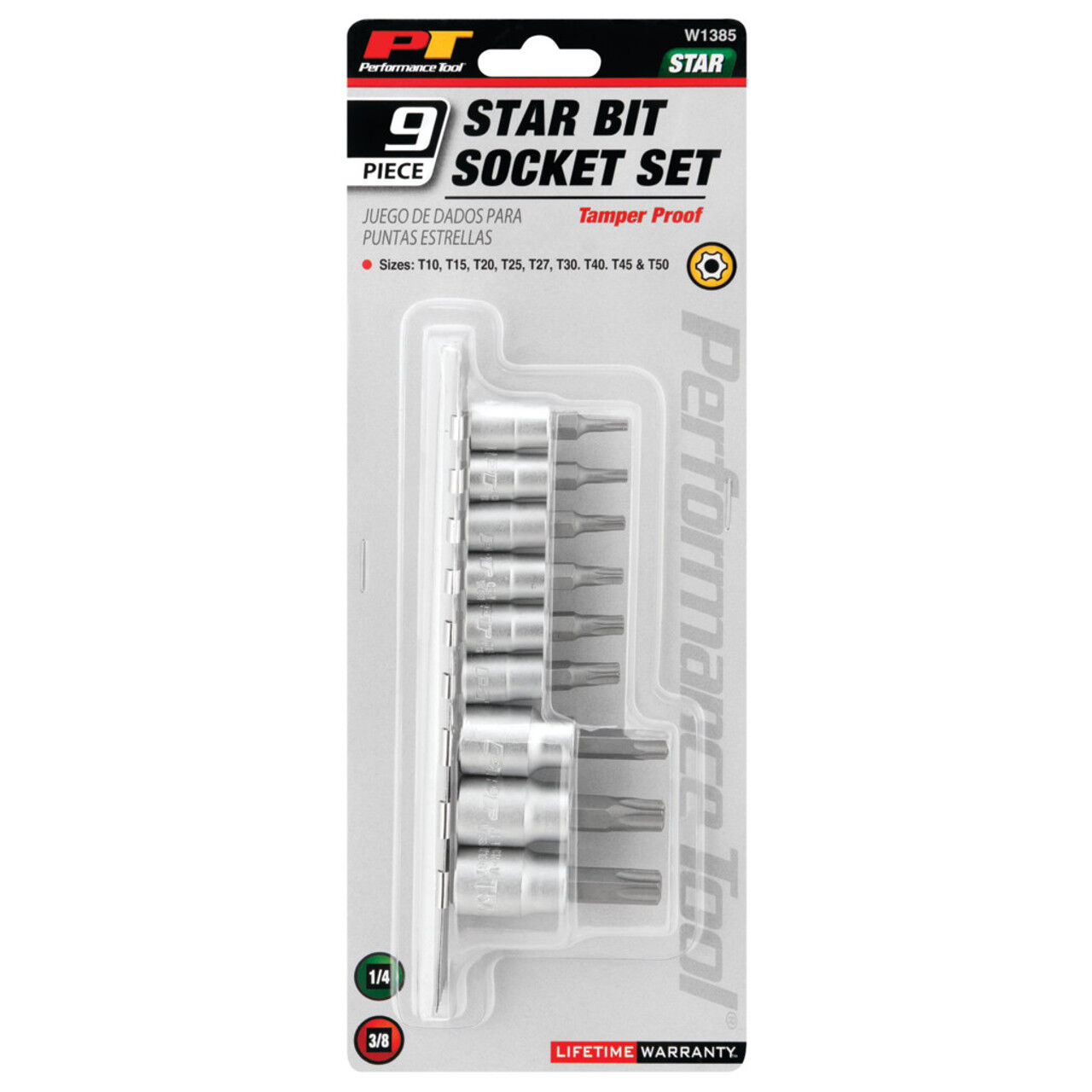 Performance Tool Star Bit Socket Set, 9-Pc
