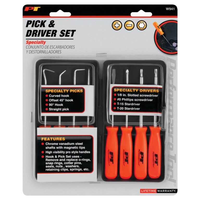 Performance Tool Specialty Pick/Driver Set, 8-Pc