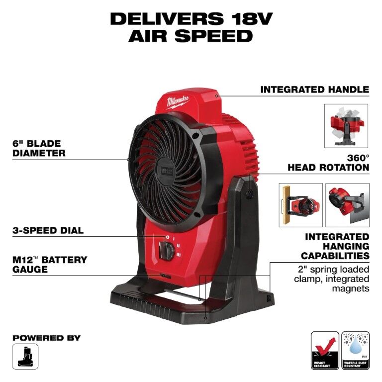 Milwaukee M12 Mounting Fan (Tool Only)