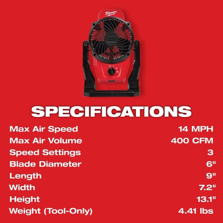 Milwaukee M12 Mounting Fan (Tool Only)