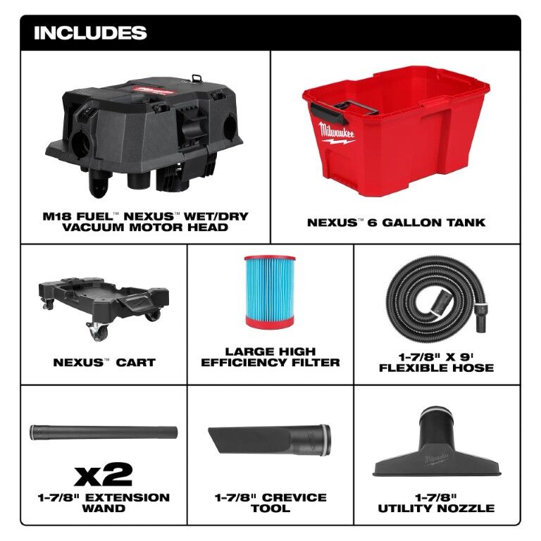 Milwaukee M18 Fuel Nexus Wet/Dry Vacuum, 6-Gal (Tool Only)