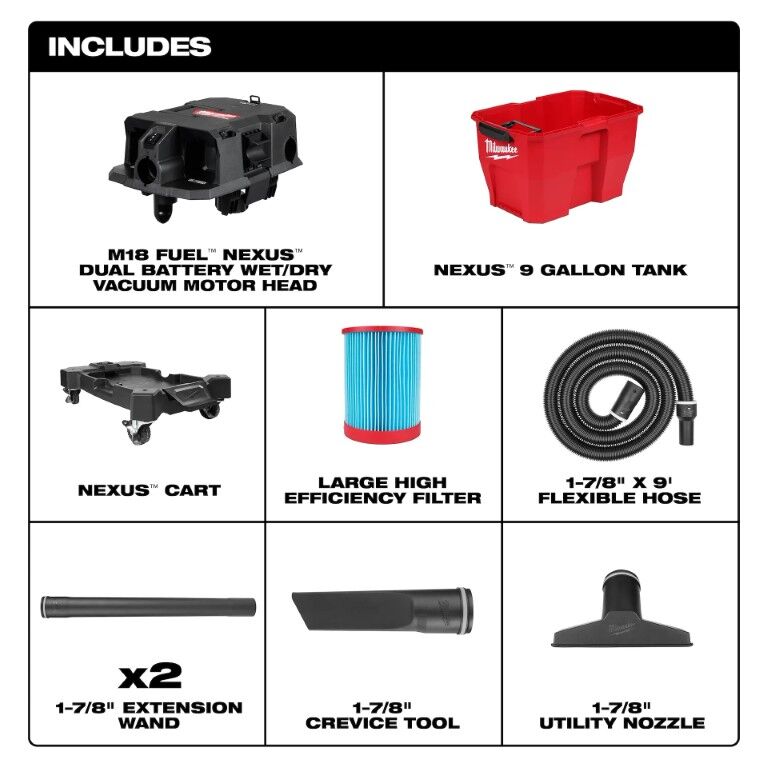 Milwaukee M18 Fuel Nexus Wet/Dry Vacuum, 9-Gal (Tool Only)