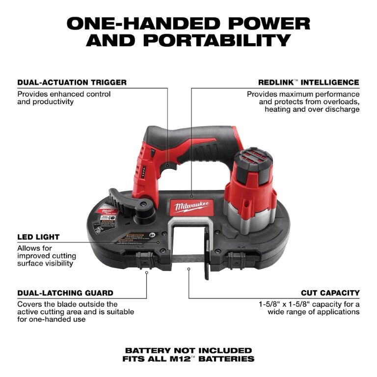 Milwaukee M12 Sub-Compact Band Saw, 1 5/8-In (Tool Only)