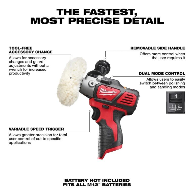 Milwaukee M12 Variable Speed Polisher/Sander (Tool Only)