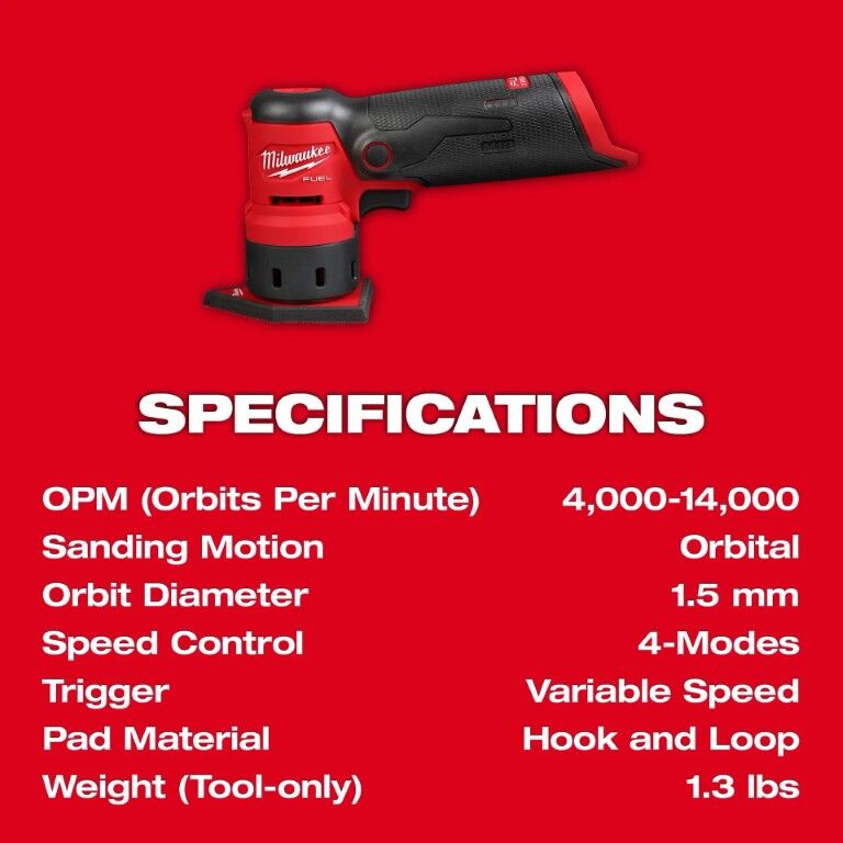 Milwaukee M12 Fuel Orbital Detail Sander (Tool Only)