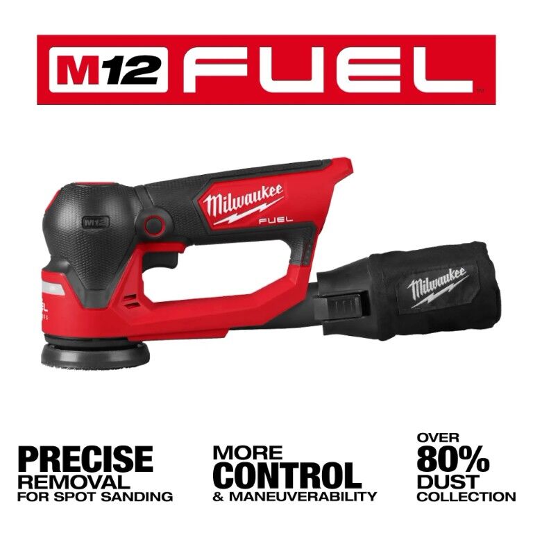 Milwaukee M12 Fuel Random Orbital Detail Sander, 3-In (Tool Only)