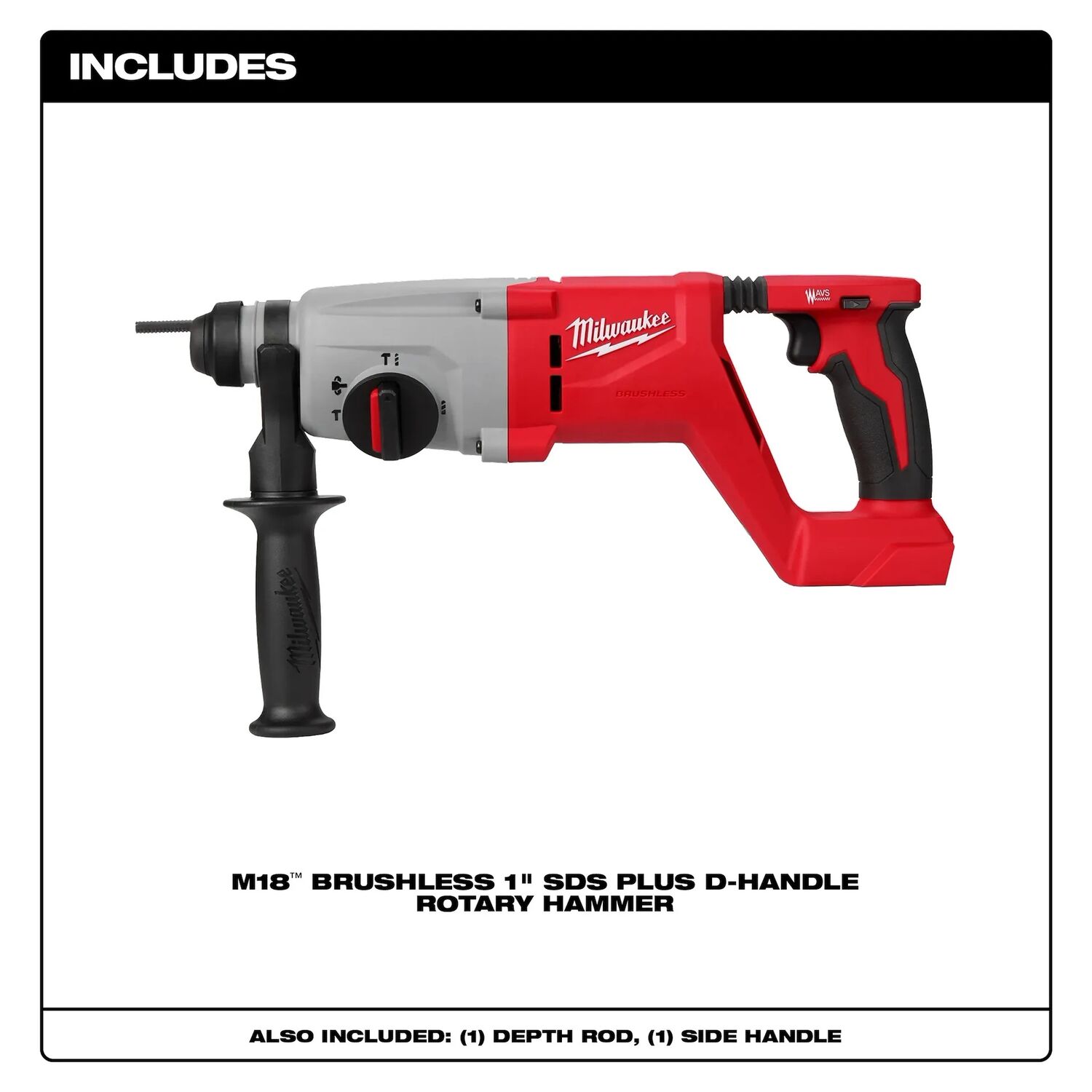 Milwaukee M18 Brushless SDS Plus D-Handle Rotary Hammer Drill, 1-In (Tool Only)