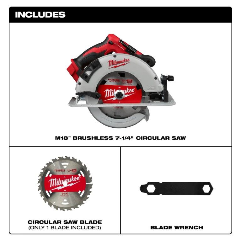 Milwaukee M18 Brushless Circular Saw, 7 1/4-In (Tool Only)