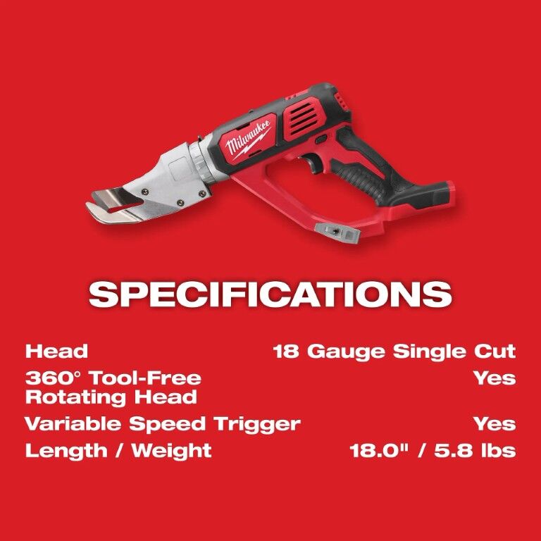 Milwaukee M18 Single Cut Shear, 18-Gauge (Tool Only)