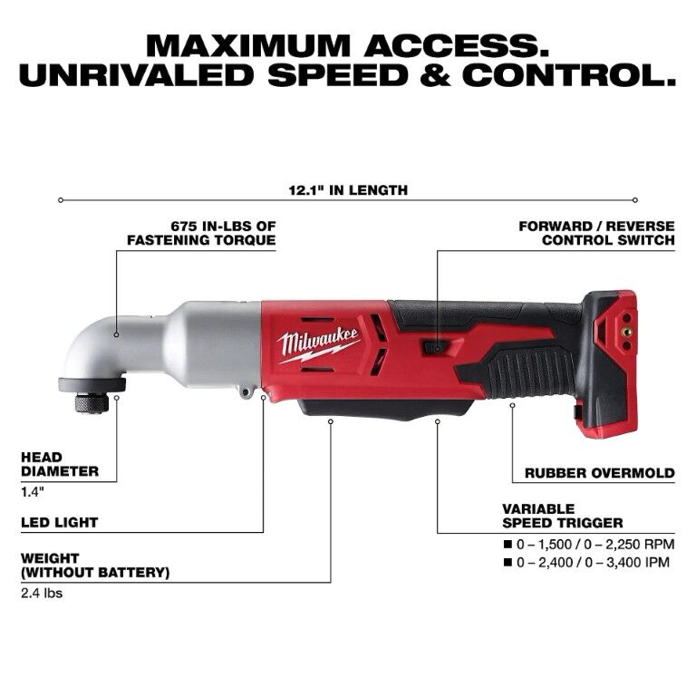 Milwaukee M18 2-Speed Right Angle Impact Driver, 1/4-In (Tool Only)