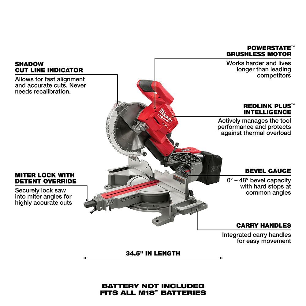 Milwaukee M18 FUEL Dual Bevel Sliding Compound Miter Saw