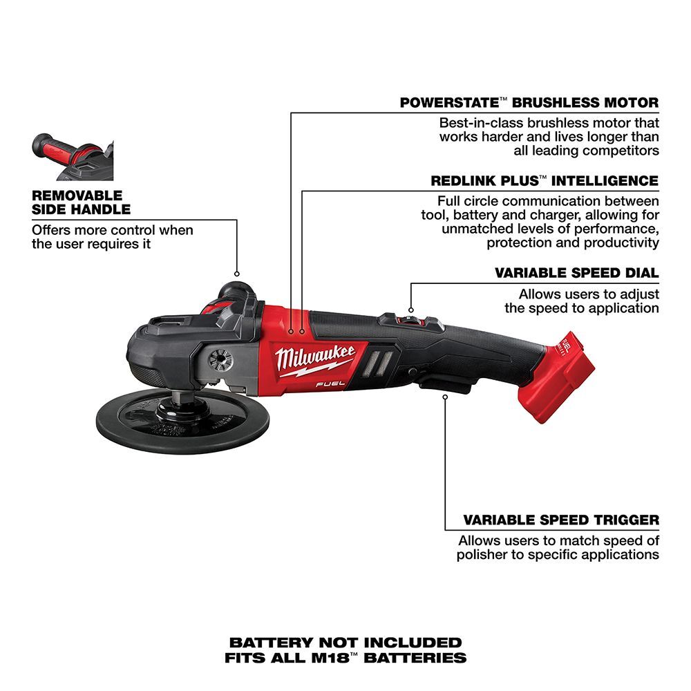 Milwaukee M18 FUEL 7-In Variable Speed Polisher
