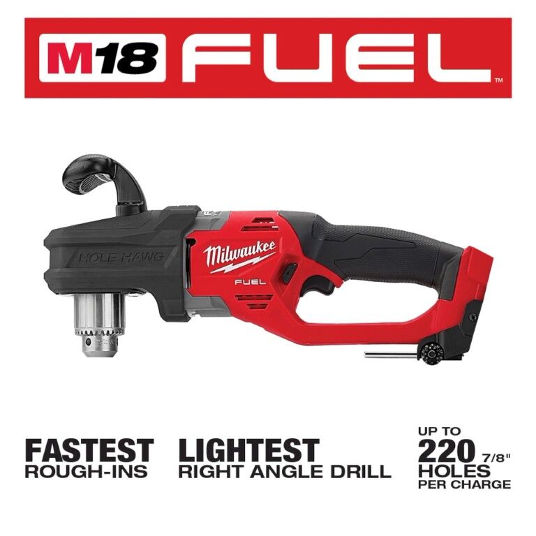 Milwaukee M18 Fuel Hole Hawg Right Angle Drill, 1/2-In