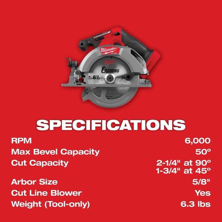 Milwaukee M18 Fuel Circular Saw, 6 1/2-In (Tool Only)