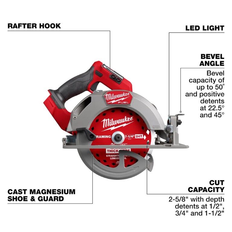 Milwaukee M18 Fuel Circular Saw, 7 1/4-In (Tool Only)