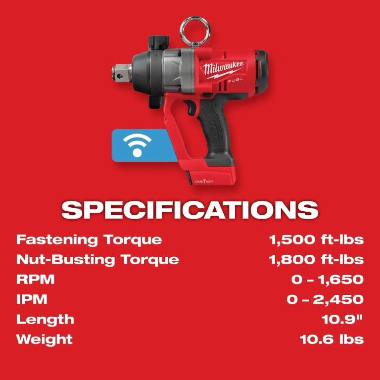 Milwaukee M18 Fuel One-Key High Torque Impact Wrench, 1-In (Tool Only)