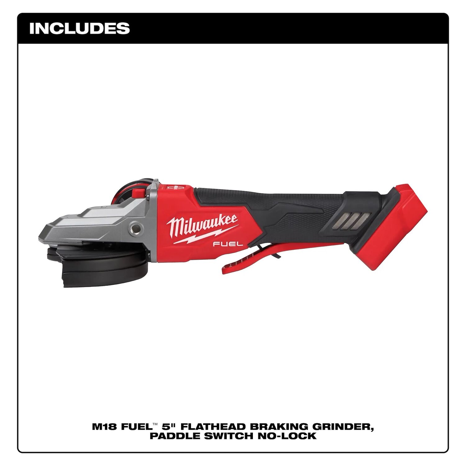 Milwaukee M18 Fuel No-Lock Paddle Switch Flathead Braking Angle Grinder, 5-In (Tool Only)