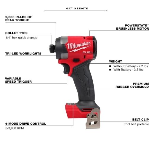 Milwaukee M18 Fuel Hex Impact Driver, 1/4-In (Tool Only)
