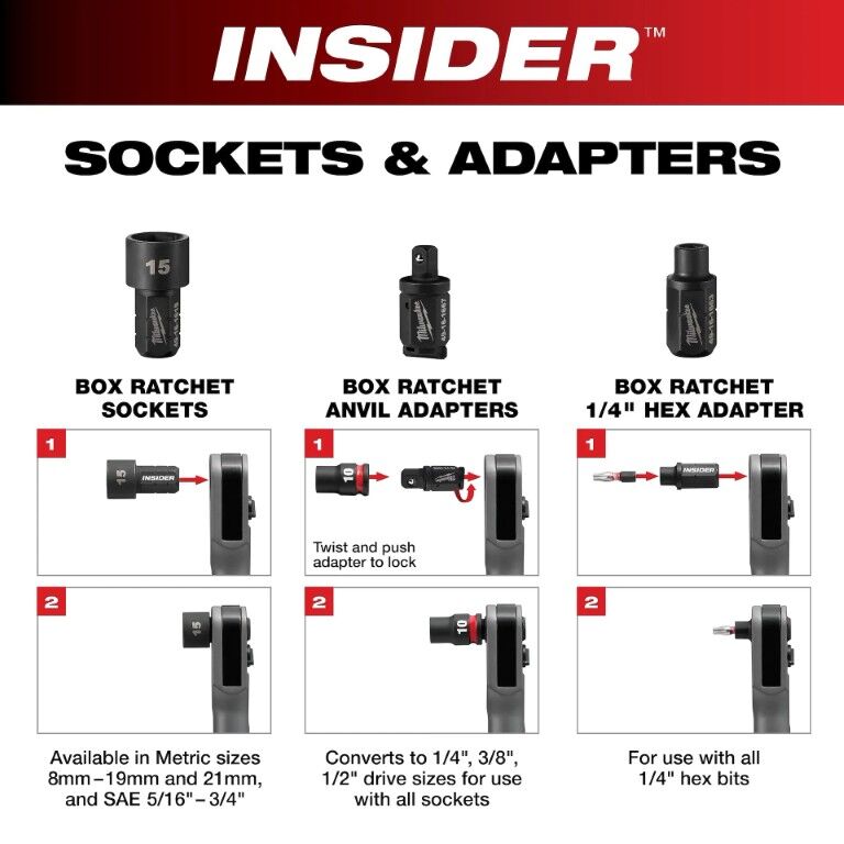 Milwaukee M12 Fuel Insider Extended Reach Box Ratchet (Tool Only)