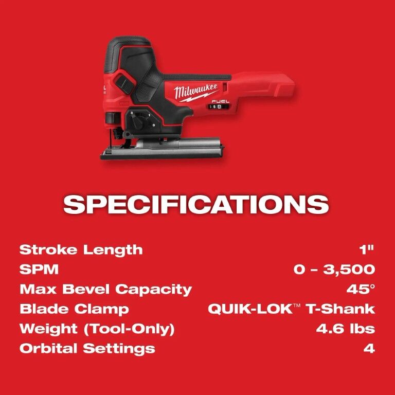 Milwaukee M18 FuelBarrel Grip Jig Saw (Tool Only)