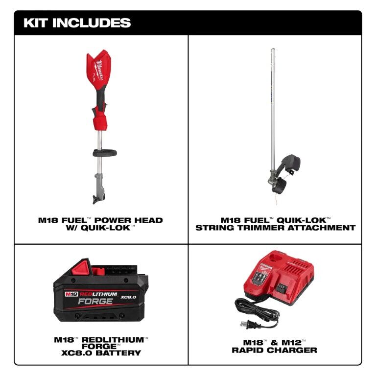 Milwaukee M18 Fuel Battery Powered String Trimmer Kit With Quik-Lok, 16 in.