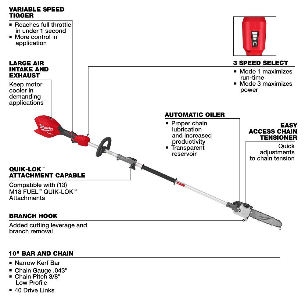 Milwaukee M18 FUEL Pole Saw with QUIK-LOK