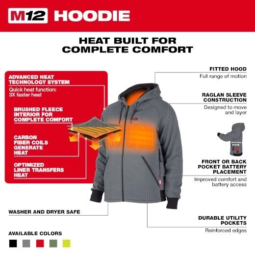 Milwaukee Men's M12 Heated Hoodie (Hoodie Only)