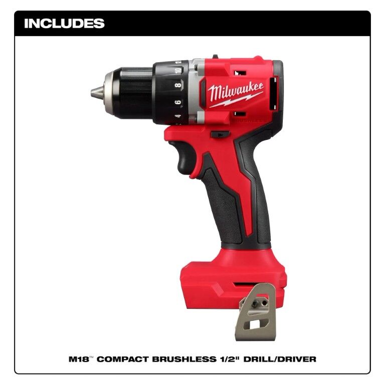 Milwaukee M18 Compact Brushless Drill Driver Kit, 1/2-In