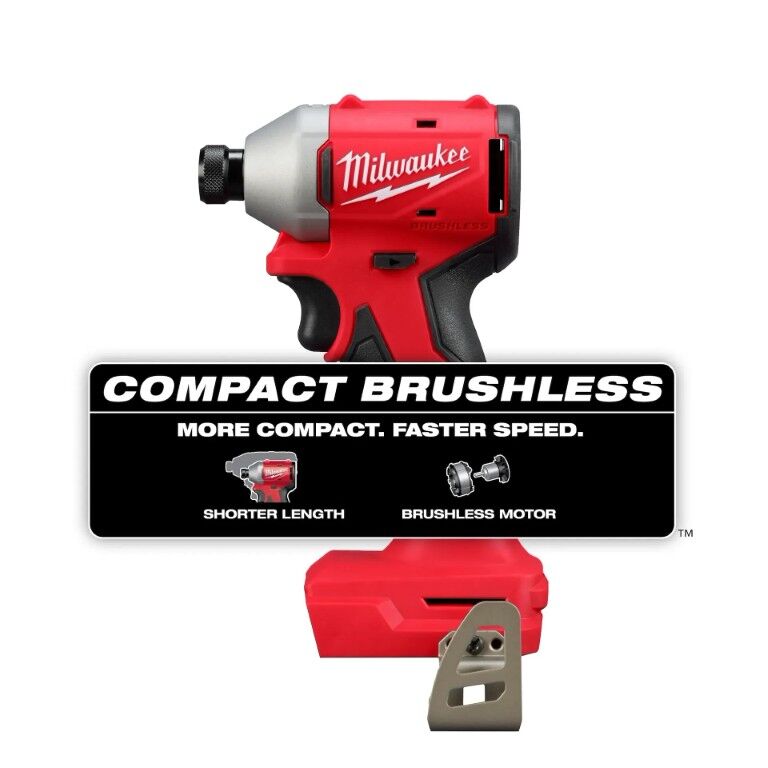 Milwaukee M18 Compact Brushless Hex Impact Driver Kit, 1/4-In