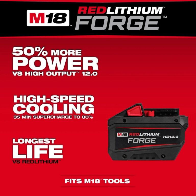 Milwaukee M18 RedLithium Forge HD12.0 Battery, 12-Ah