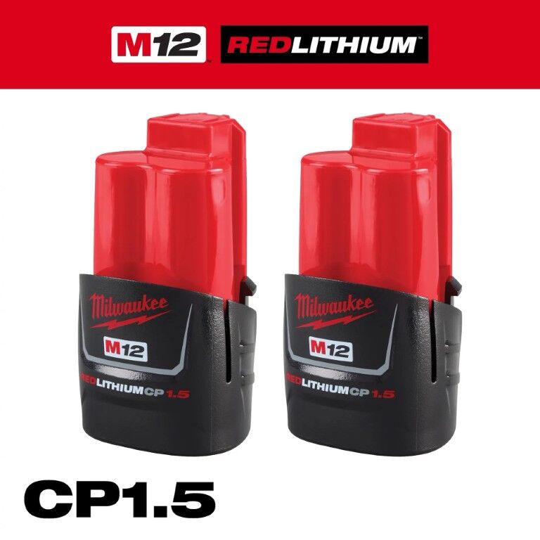 Milwaukee M12 RedLithium Compact Battery, 1.5-Ah, 2 Pk