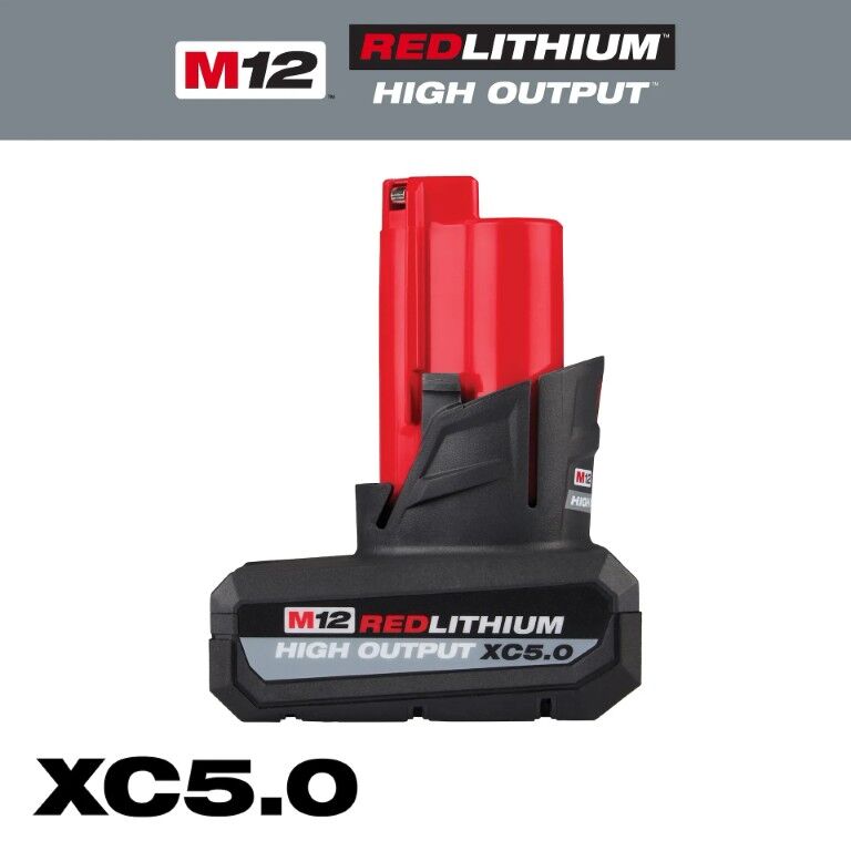 Milwaukee M12 RedLithium High Output XC5.0 Battery, 5-Ah