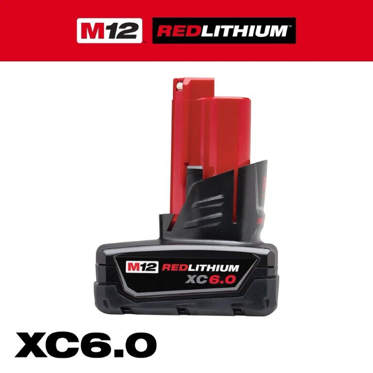 Milwaukee M12 RedLithium XC6.0 Battery, 6-Ah