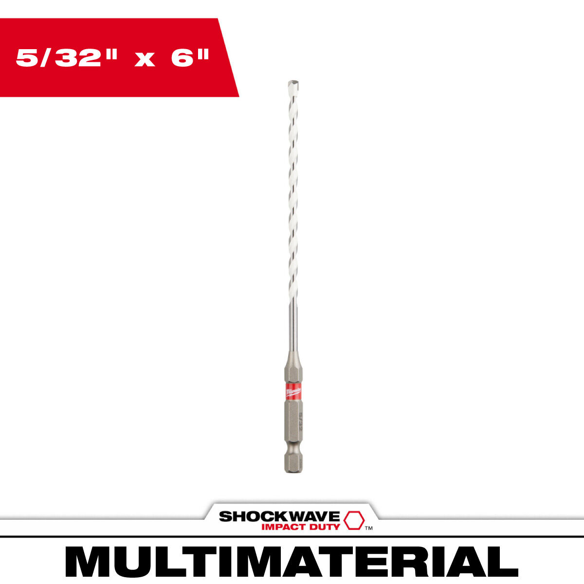 Milwaukee Shockwave Impact Duty Carbide Multi-Material Drill Bit, 5/32-In x 6-In